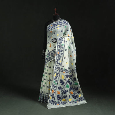 Silk cotton dhakai jamdani saree 21 - handcrafted