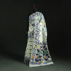 Silk cotton dhakai jamdani saree 21 - handcrafted