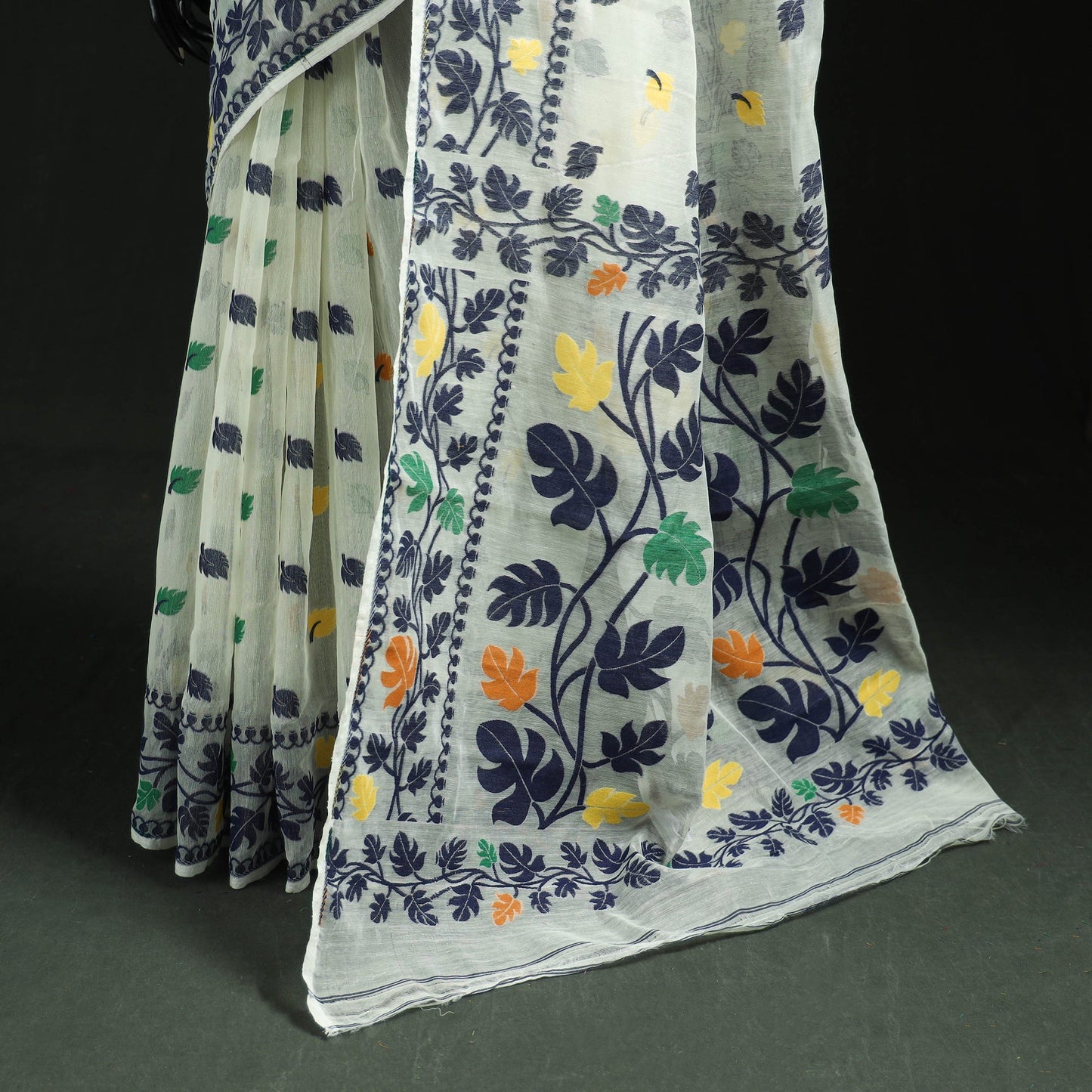 Silk cotton dhakai jamdani saree 21 - handcrafted