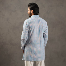  Handloom Cotton Stripe Men Short Kurta 