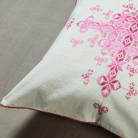 Buy White Soof Embroidery Cotton Cushion Cover