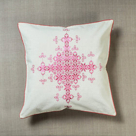 Buy White Soof Embroidery Cotton Cushion Cover