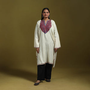 Sozni hand embroidered kashmiri merino wool pheran 63
