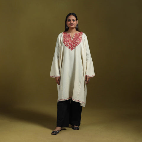Sozni hand embroidered kashmiri merino wool pheran 69