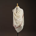 White - sozni hand embroidery merino wool handwoven
