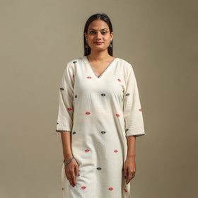 Straight cotton hand embroidered jamdani border thread buti