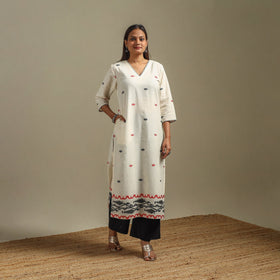 Straight cotton hand embroidered jamdani border thread buti