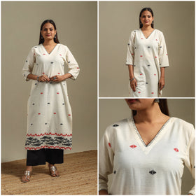 Straight cotton hand embroidered jamdani border thread buti