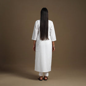  White Straight Plain Cotton Kurta for Women