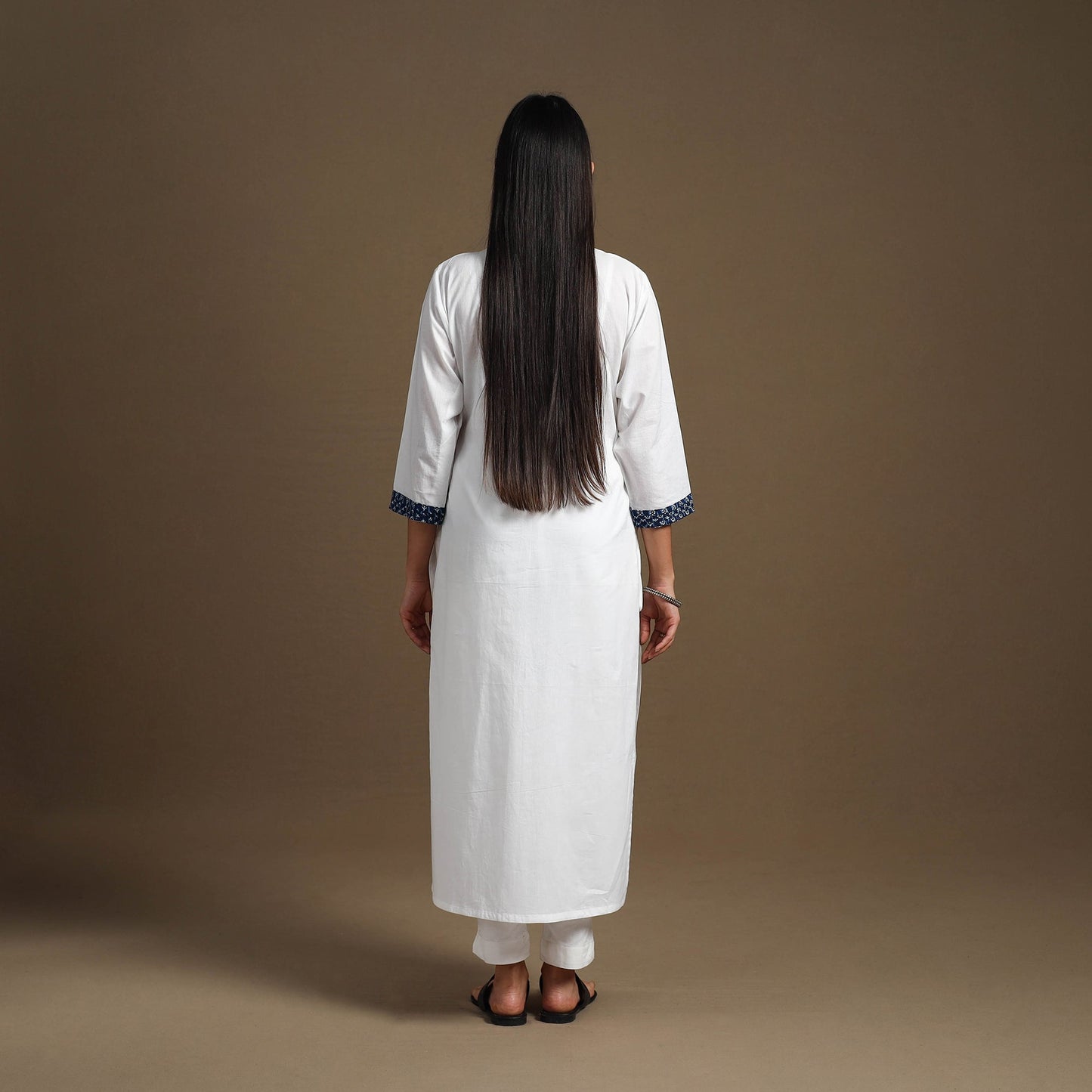 Buy White Straight Plain Cotton Kurta for Women