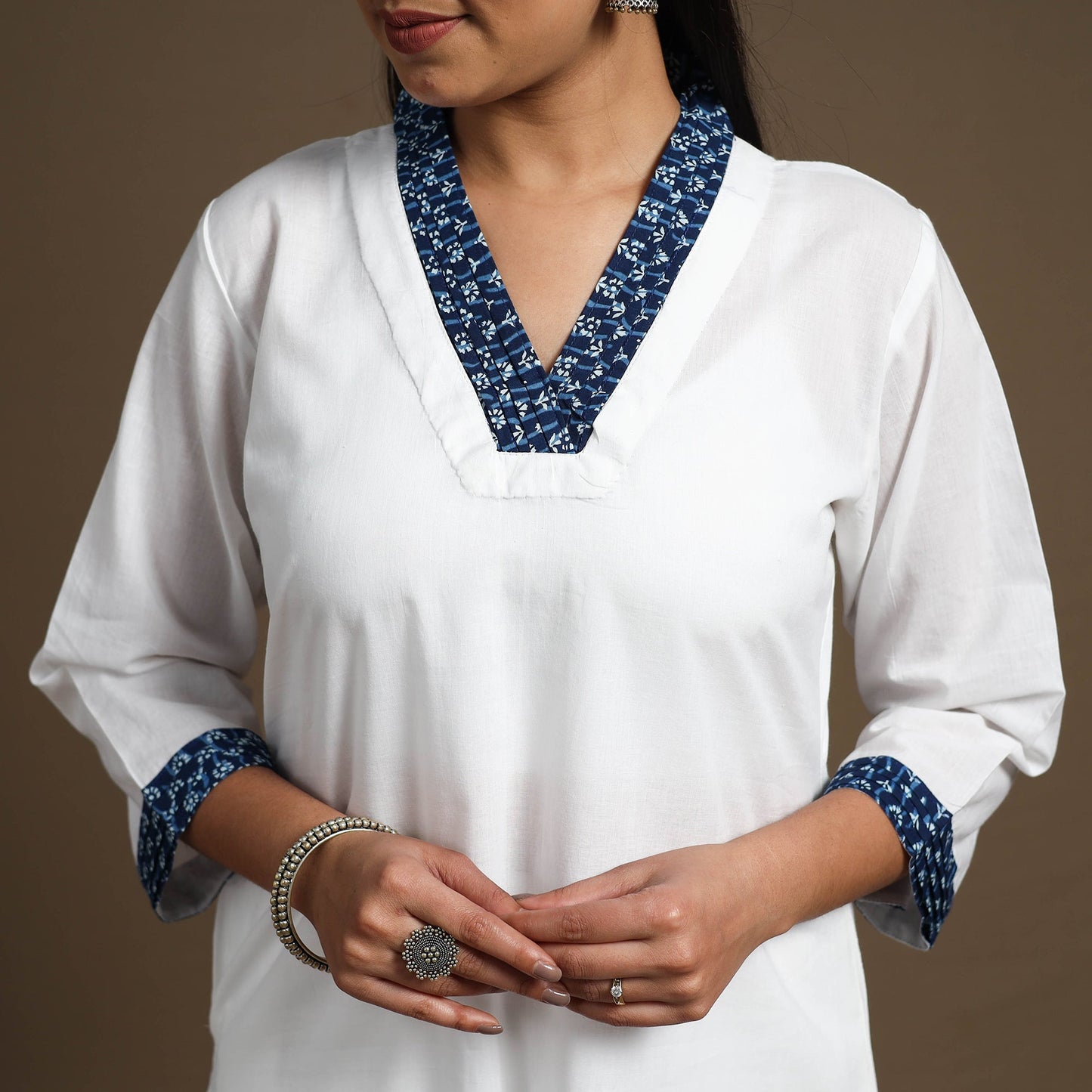 Buy White Straight Plain Cotton Kurta for Women