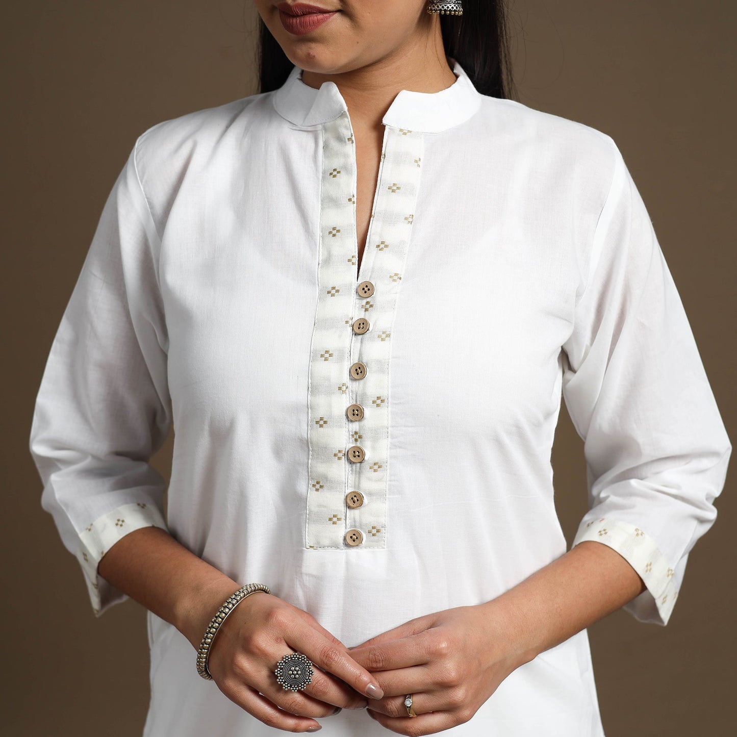 Buy White Straight Plain Cotton Kurta for Women