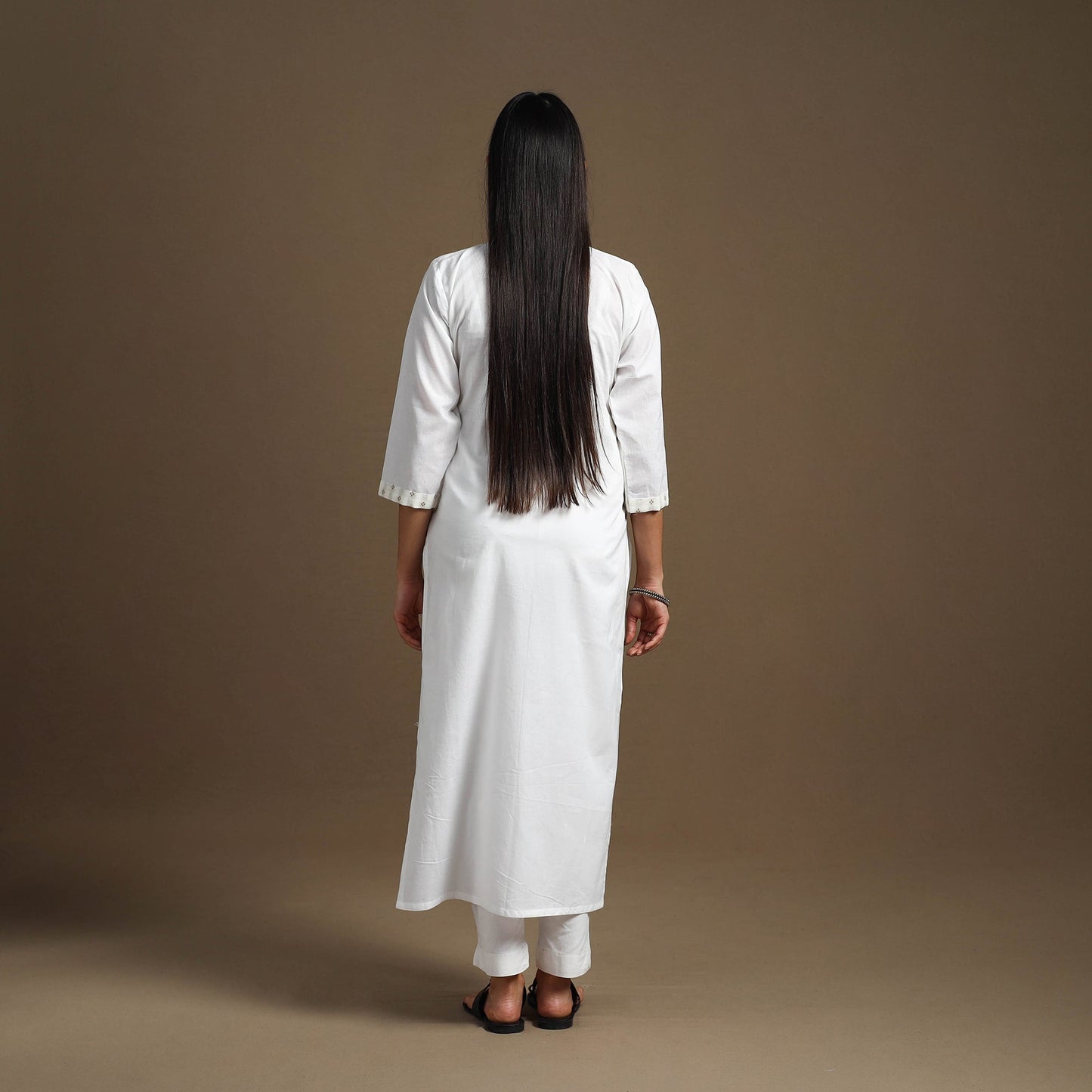 Buy White Straight Plain Cotton Kurta for Women