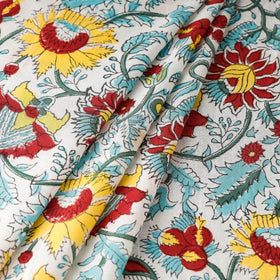  Sanganeri Block Print Fabric - Floral Rajasthani