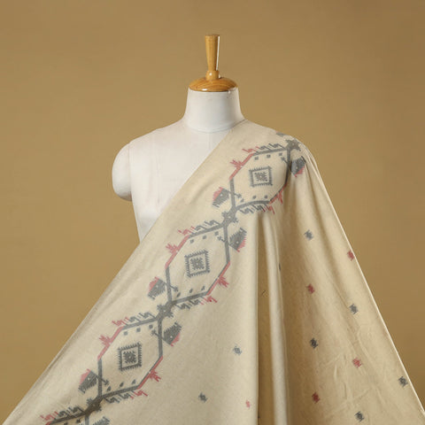 Thread buti cotton fabric with jamdani border 09