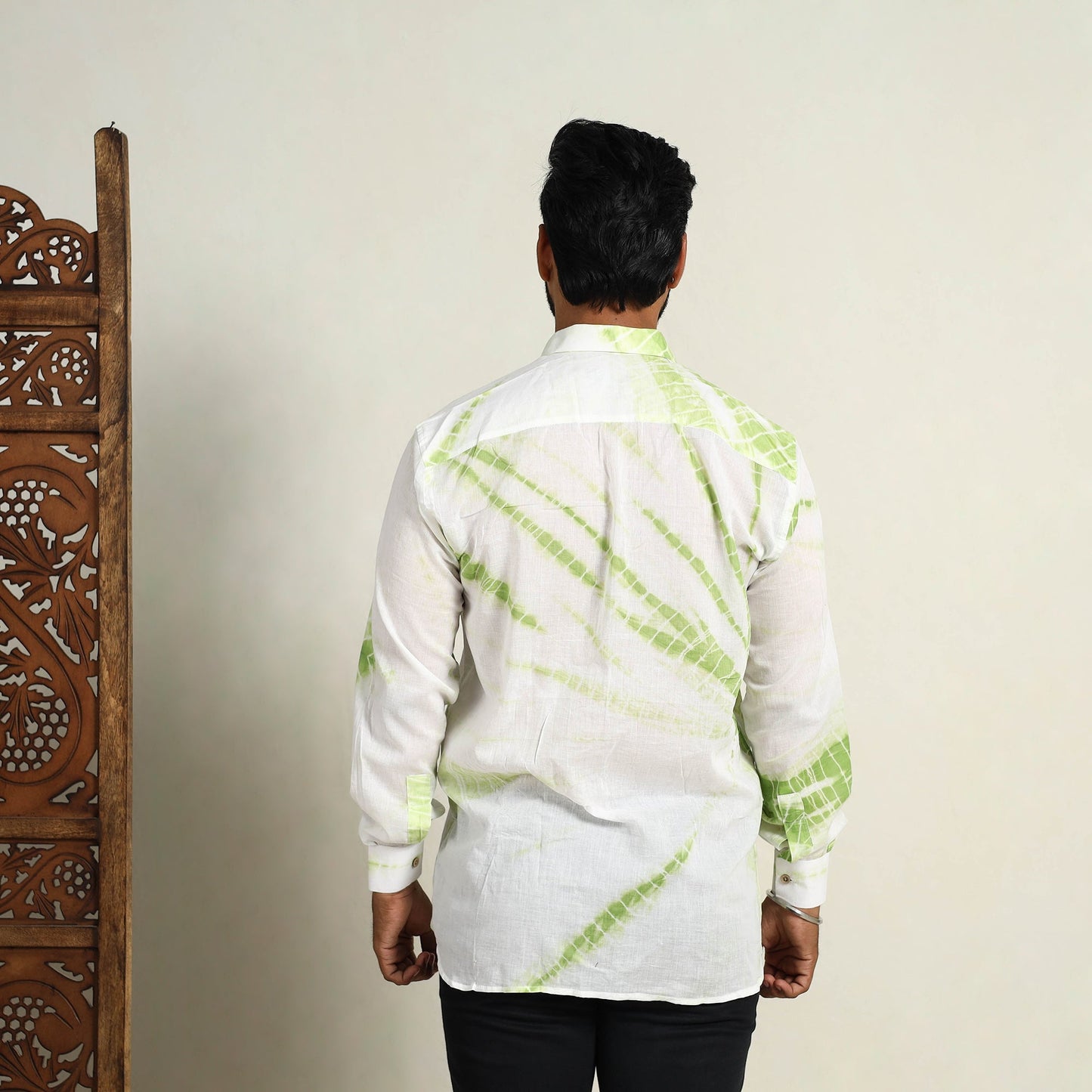 Buy Tie-Dye Cotton Full Sleeve White Men Shibori Shirt