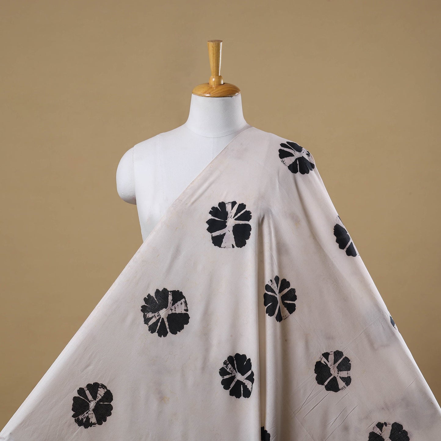 Black - tie-dye cotton shibori fabric 05 - handcrafted