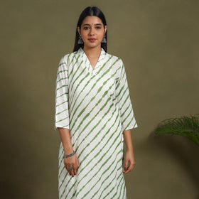 White - tie-dye cotton straight leheriya kurta 08