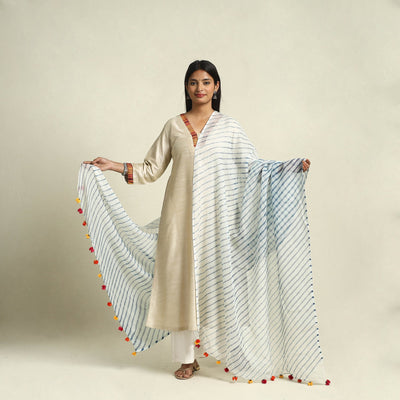 White - tie & dye kota doria cotton leheriya dupatta 36