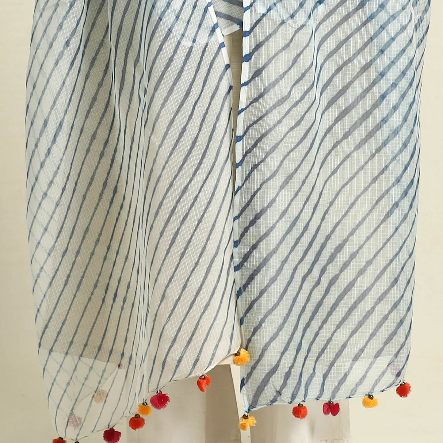 White - tie & dye kota doria cotton leheriya dupatta 36