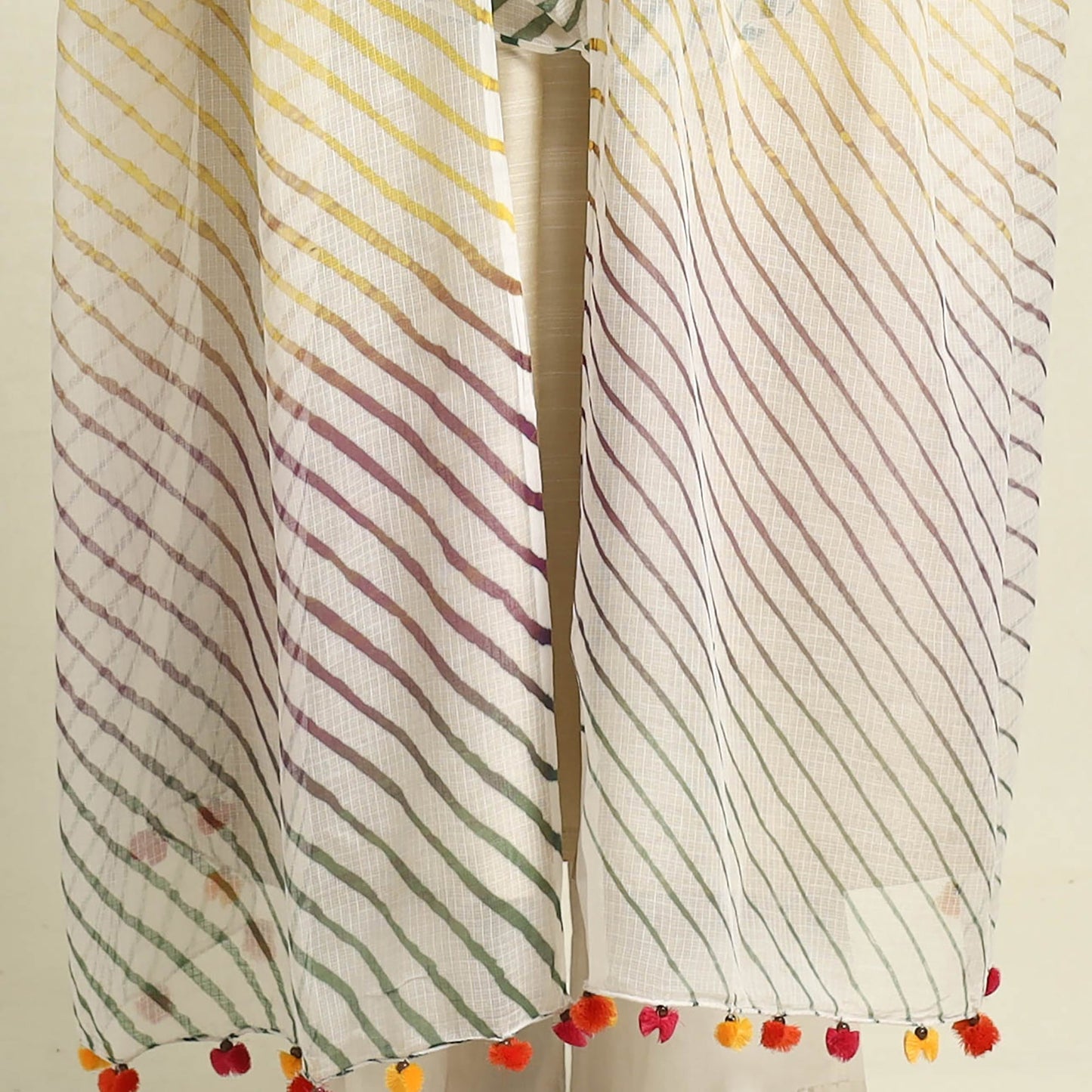 Buy Tie & Dye White Kota Doria Cotton Leheriya Dupatta