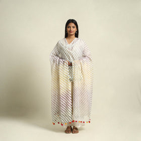 Buy Tie & Dye White Kota Doria Cotton Leheriya Dupatta