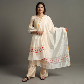  Chanderi Silk Handloom Zari Buta Dupatta 55 