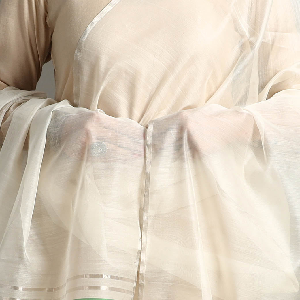  Traditional Chanderi Silk Handloom Zari Buti Dupatta with Tassels 23 