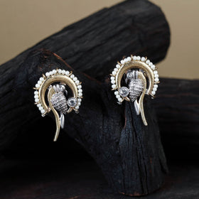 White - traditional german silver-plated classic stud
