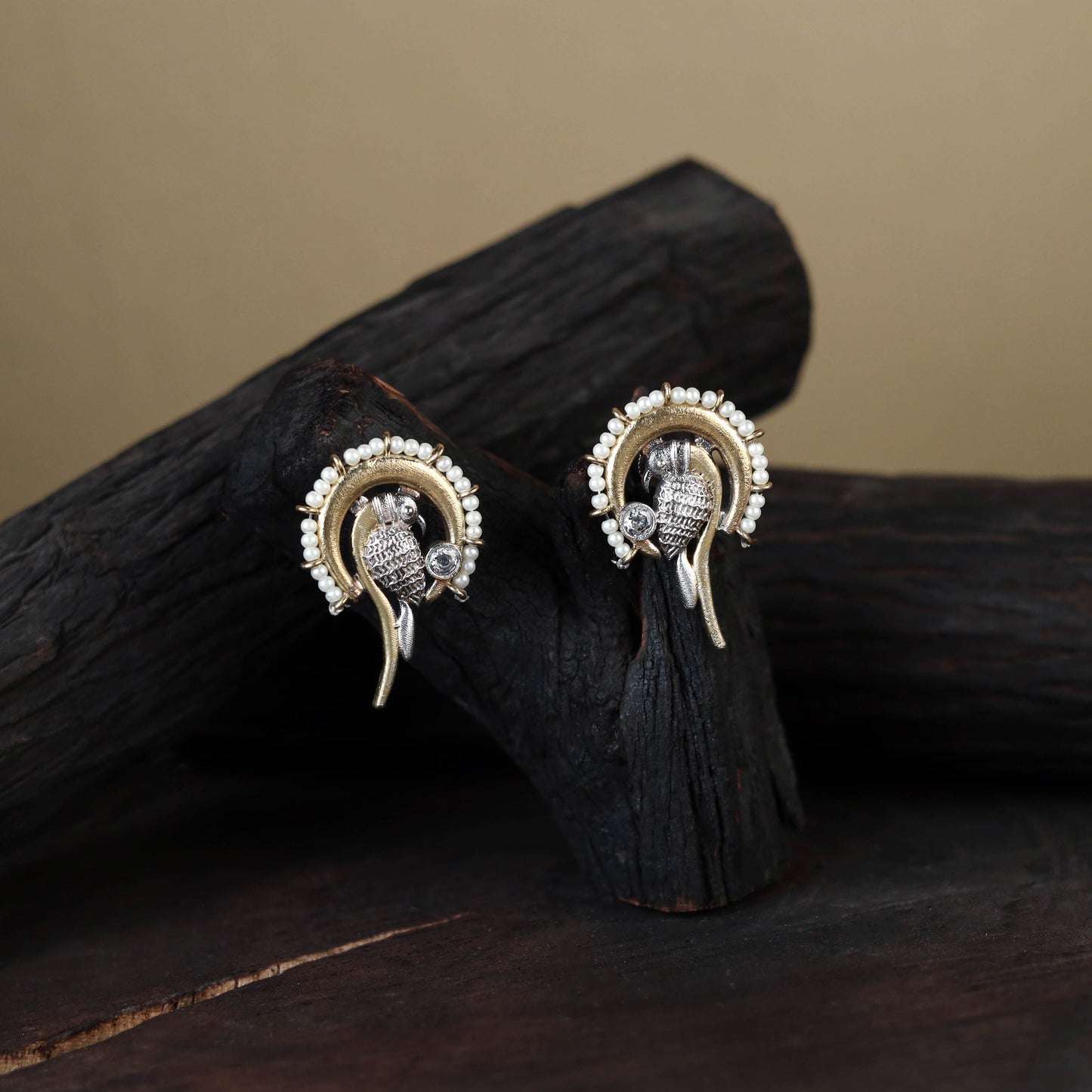 White - traditional german silver-plated classic stud