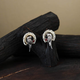 White - traditional german silver-plated classic stud