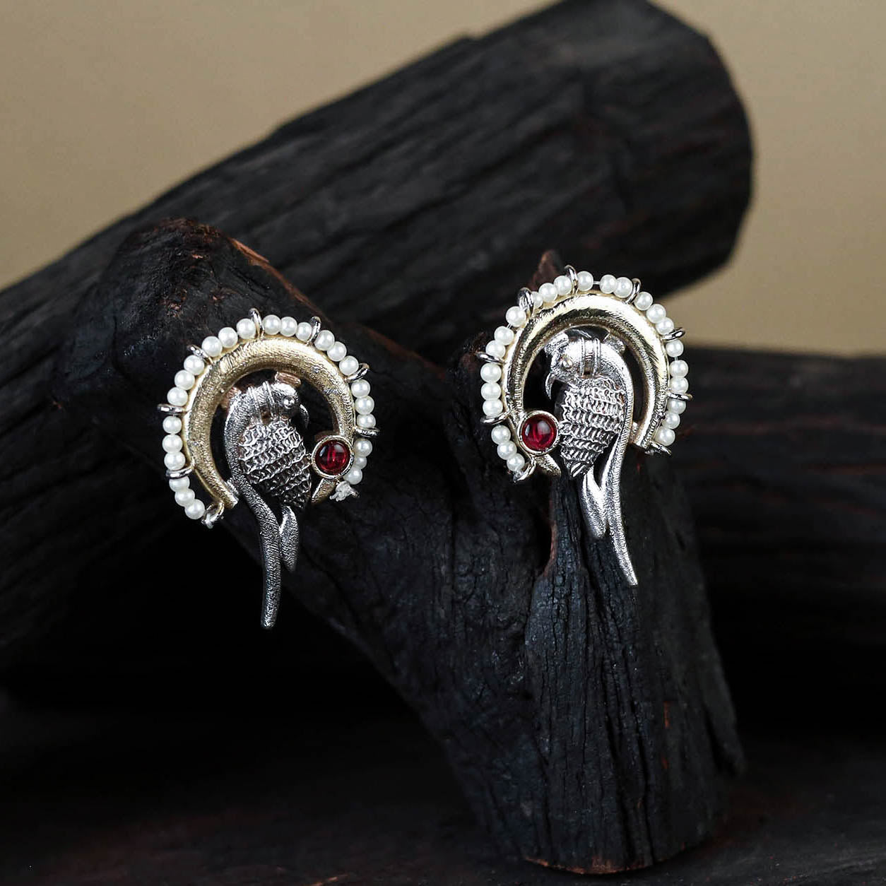 White - traditional german silver-plated classic stud