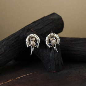 White Traditional German Silver-Plated Classic Stud Earrings