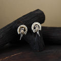 White Traditional German Silver-Plated Classic Stud Earrings