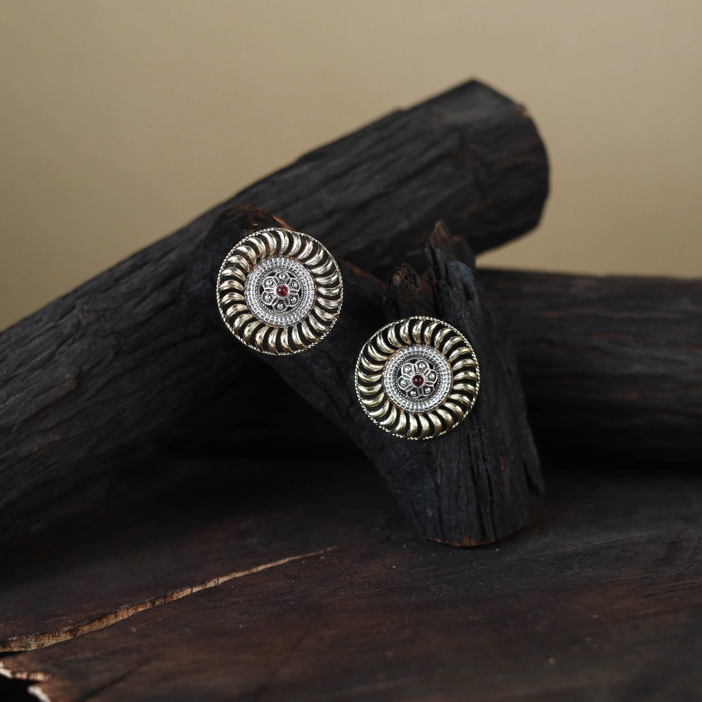 White Traditional German Silver-Plated Classic Stud Earrings