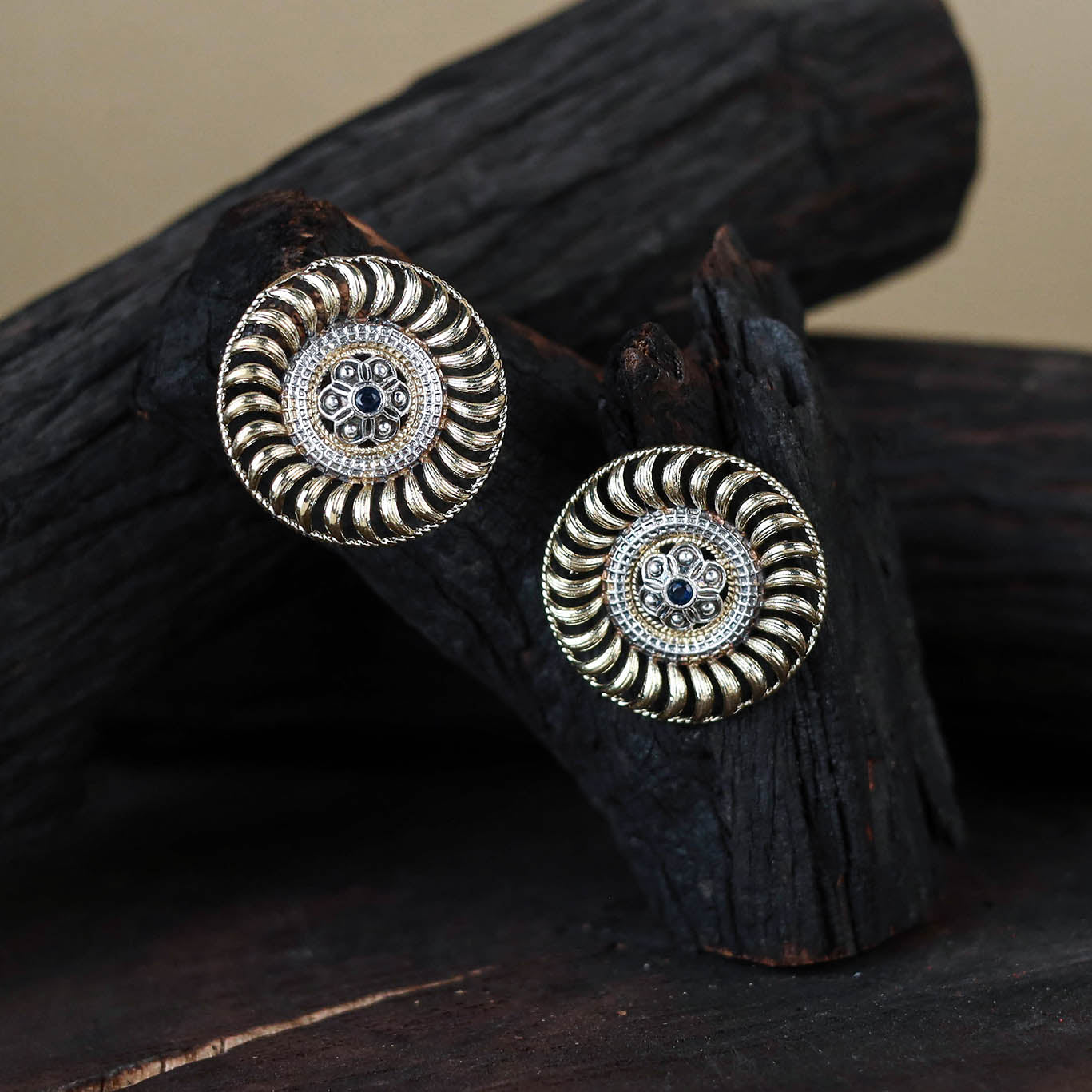 White Traditional German Silver-Plated Classic Stud Earrings