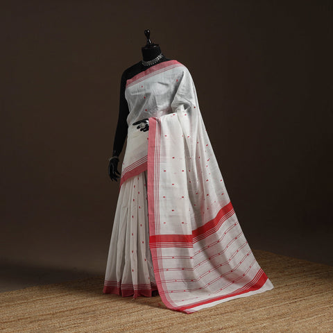 White - traditional handloom buti chanderi silk saree 03