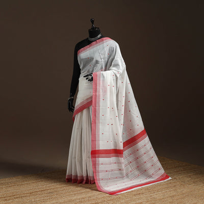White - traditional handloom buti chanderi silk saree 07