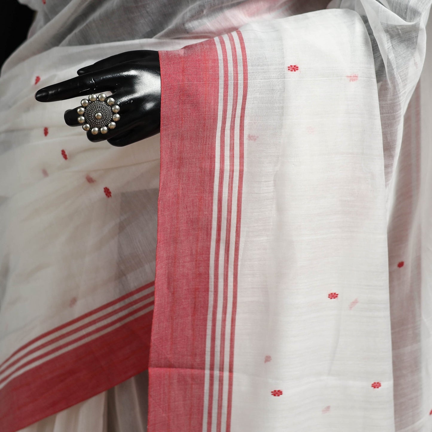 White - traditional handloom chanderi silk saree 01