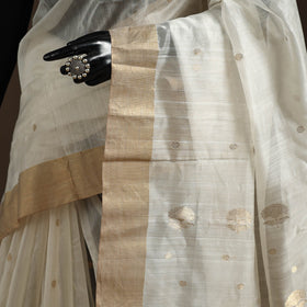White - traditional handloom chanderi silk saree 02