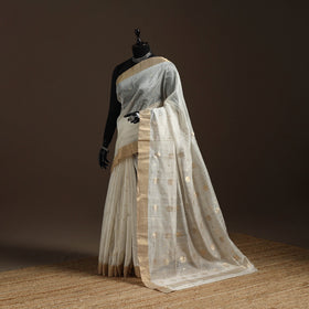 White - traditional handloom chanderi silk saree 02