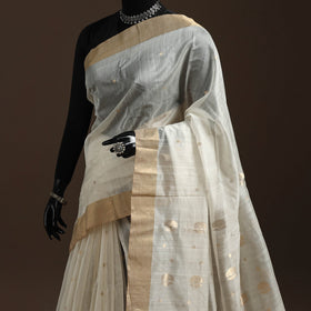 White - traditional handloom chanderi silk saree 02
