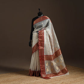 White - traditional handloom chanderi silk saree 06
