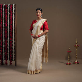 White - traditional handloom maheshwari silk saree 04