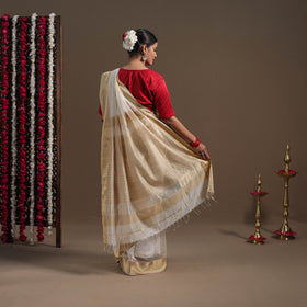 White - traditional handloom maheshwari silk saree 04