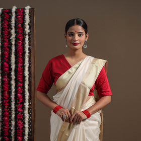 White - traditional handloom maheshwari silk saree 04