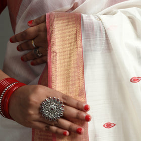 White - Traditional Handloom Maheshwari Silk Saree