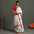 White - Traditional Handloom Maheshwari Silk Saree