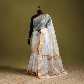 Traditional handloom zari meena buti work chanderi silk