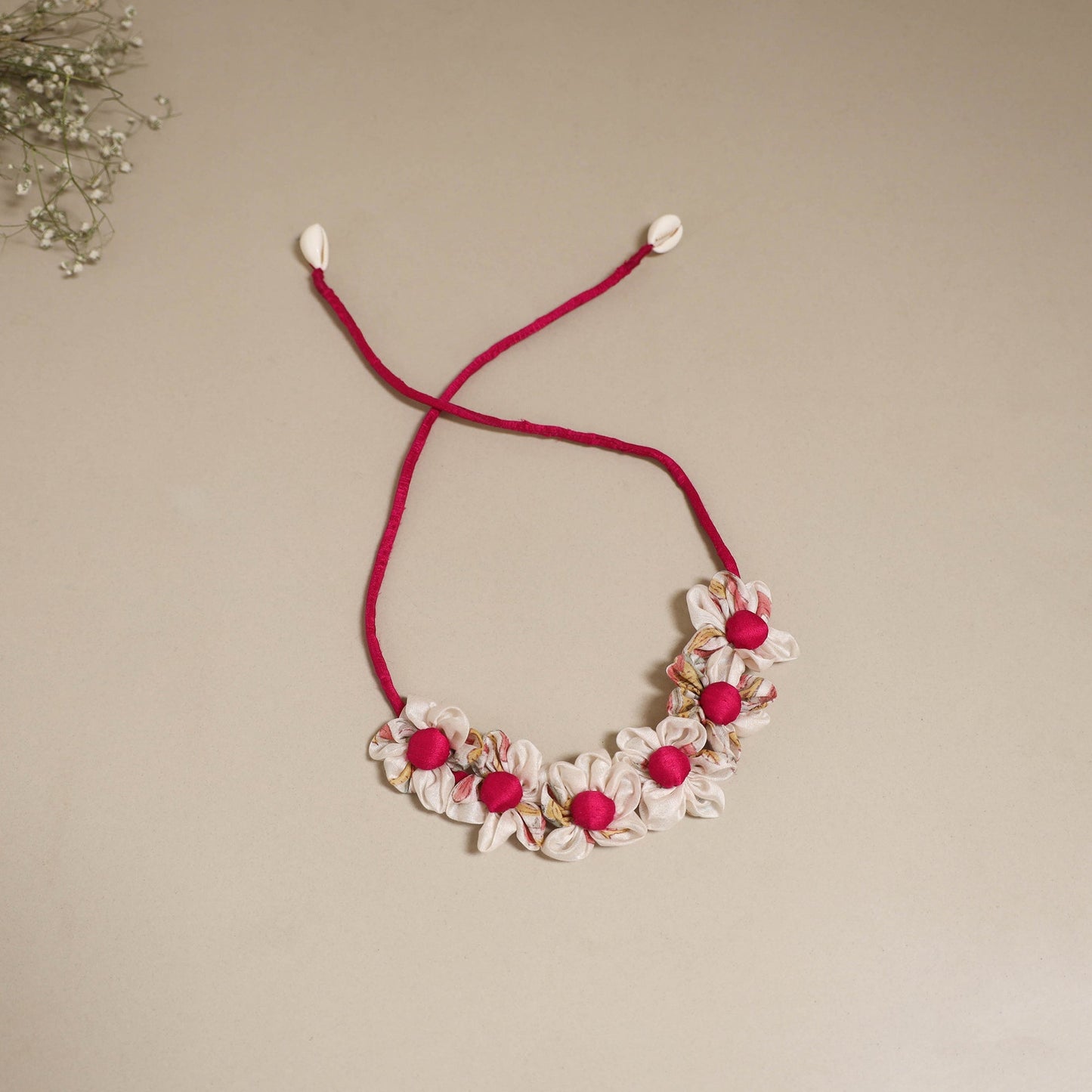 Traditional handmade fabart white rosey gajra - handcrafted